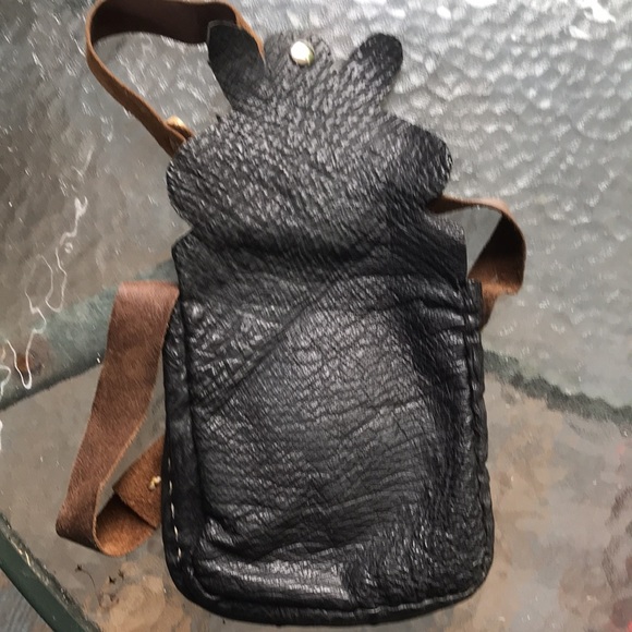 Handcrafted Ostrich Leather Boho pouch or purse with 4 antler button accents. - Picture 5 of 6